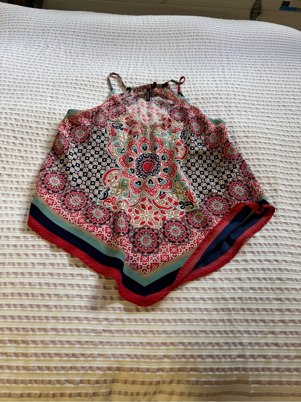 HeartSoul Red Multi Boho Medallion Handkerchief Hem Camisole